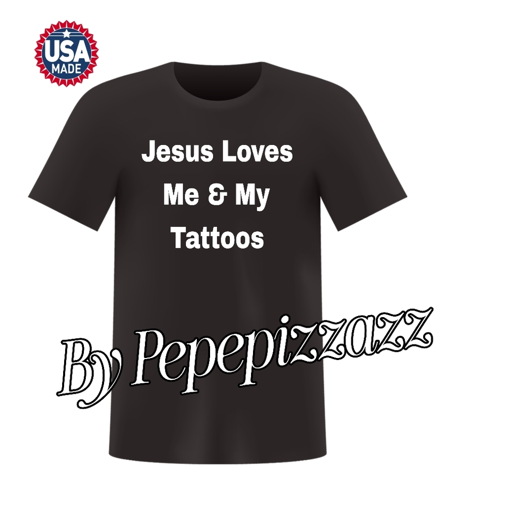 NWT Short Sleeve tshirt Jesus tattoos shirt HANDMADE - Picture 1 of 3